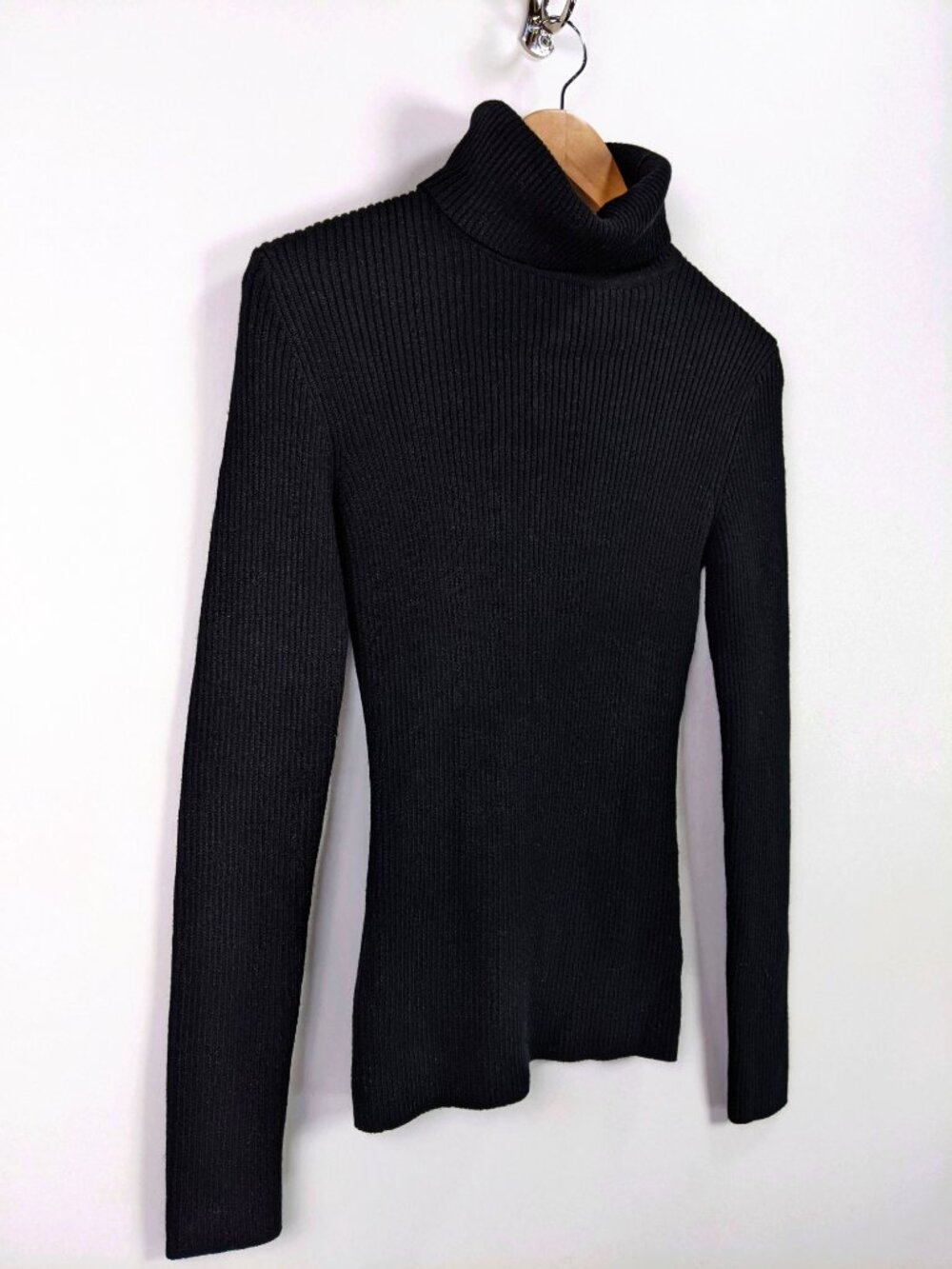 French Connection Womens Ribbed Knit Turtleneck Long Sleeve Black Sweater - XS - Picture 2 of 6